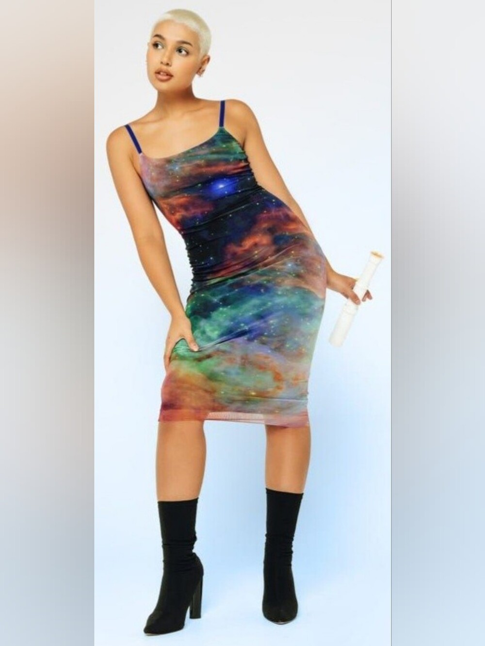 Blackmilk Multicolor Galaxy Midi Slip Dress